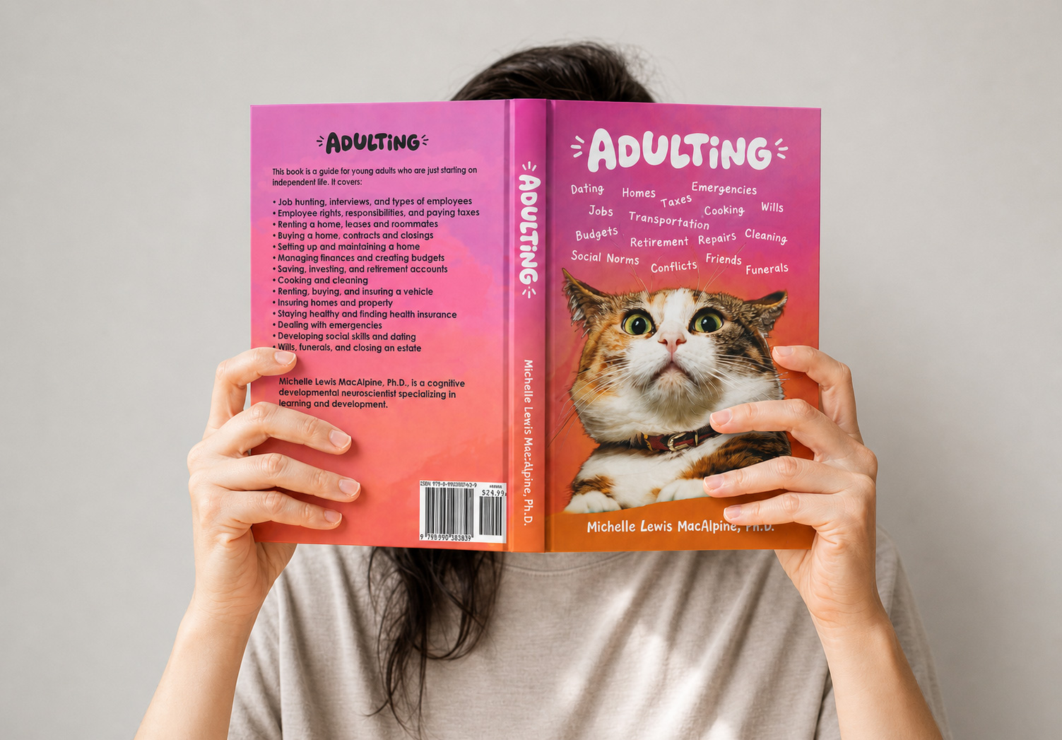 Adulting book cover design for Michelle Lewis MacAlpine, Ph.D.